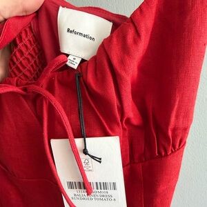 Reformation SUNDried Tomato Linen Dress - Red